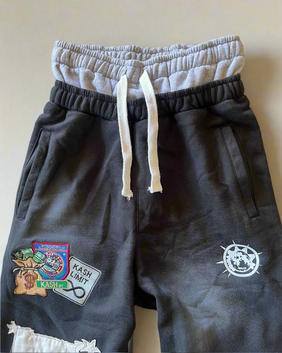 American Sweatpants Y2K Pants Men Gothic Hip Hop Letter Patch Retro Double Layer Design Baggy Elastic Waist Jogging Casual Pants