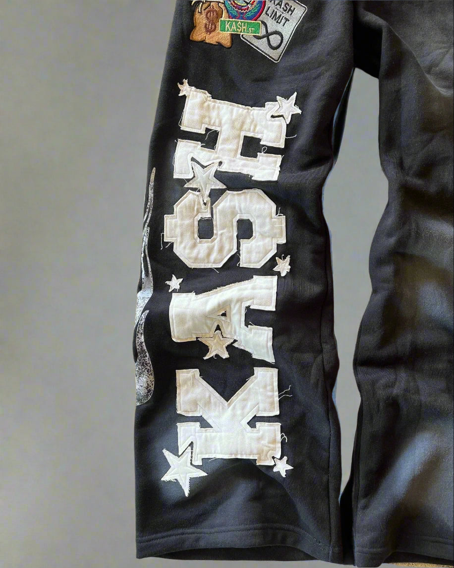 American Sweatpants Y2K Pants Men Gothic Hip Hop Letter Patch Retro Double Layer Design Baggy Elastic Waist Jogging Casual Pants