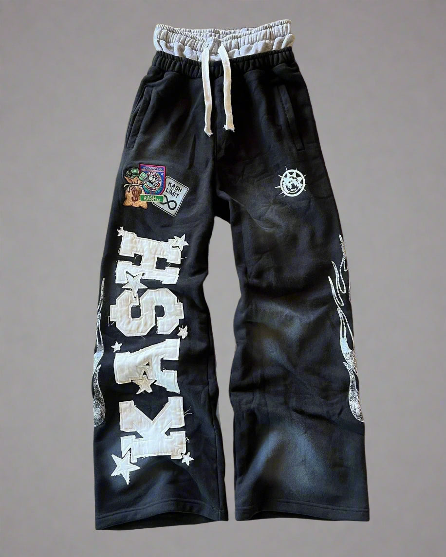 American Sweatpants Y2K Pants Men Gothic Hip Hop Letter Patch Retro Double Layer Design Baggy Elastic Waist Jogging Casual Pants