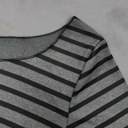Spring Fall Women'S New Japanese Basic Models Slim Long-Sleeved Striped T-Shirt Strapless Korean Street Style Y2K Thin Tops