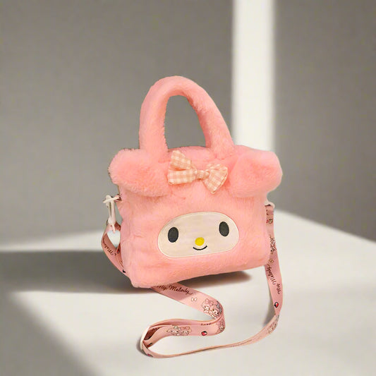 Kawaii Girl Plush Bag Kuromi Cinnamoroll Melody Cartoon Anime Handbag Travel Storage Bags