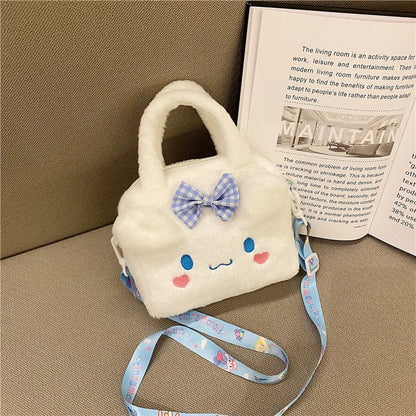 Kawaii Girl Plush Bag Kuromi Cinnamoroll Melody Cartoon Anime Handbag Travel Storage Bags